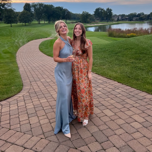 Blue B Holdn halter dress. Size 2. Worn once for wedding, then dry cleaned. - Picture 1 of 2